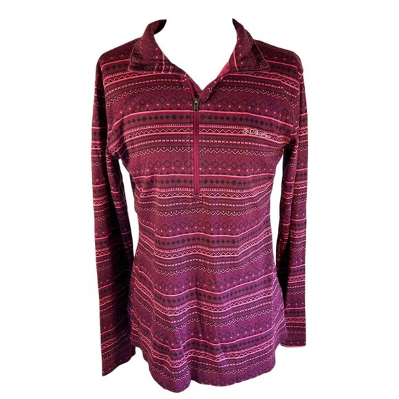 Columbia Tops - Columbia Womens M Purple Pink Geometric 1/4 Zip Long Sleeve Pullover Top Cotton